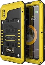 Beeasy Hülle Kompatibel mit iPhone X/XS, Wasserdicht Outdoor Stoßfest Handy Case Militärstandard Schutzhülle mit Displayschutz Robust Metall Schutz Stürzen Stößen Heavy Duty Handyhülle, Gelb