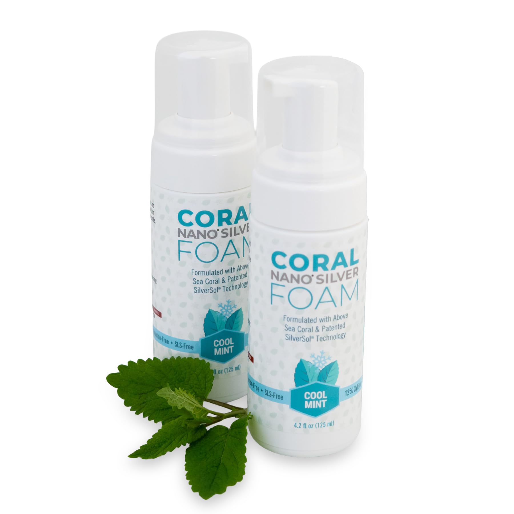 Coral Nano Silver Foaming Toothpaste Fluoride Free Natural Remineralizing Tooth Foam Whitening SLS Glycerin Free with Xylitol Coral
