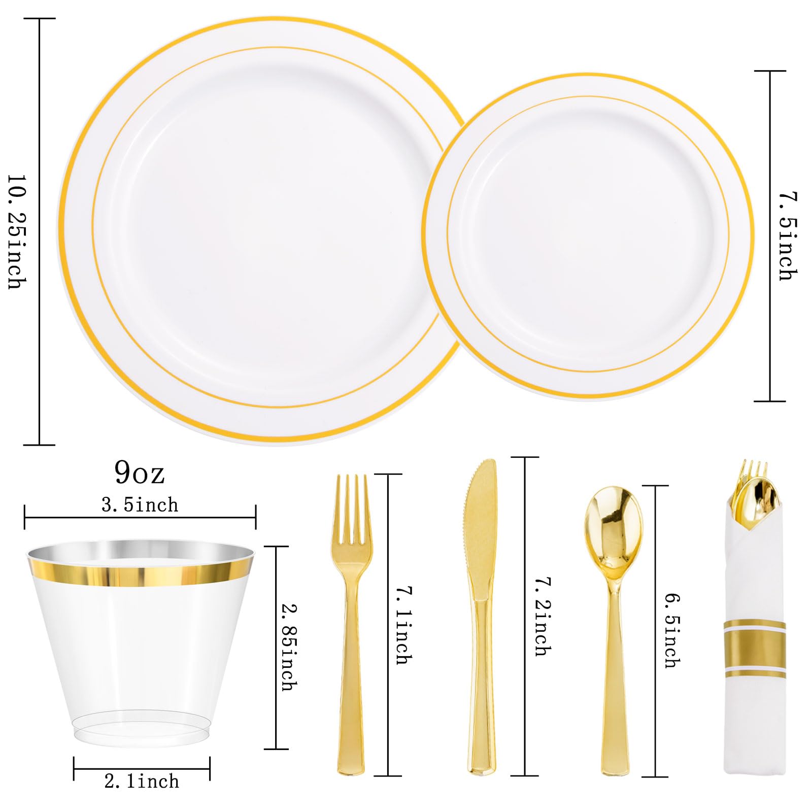 DaYammi Gold Dinnerware Set - 350 Piece -9