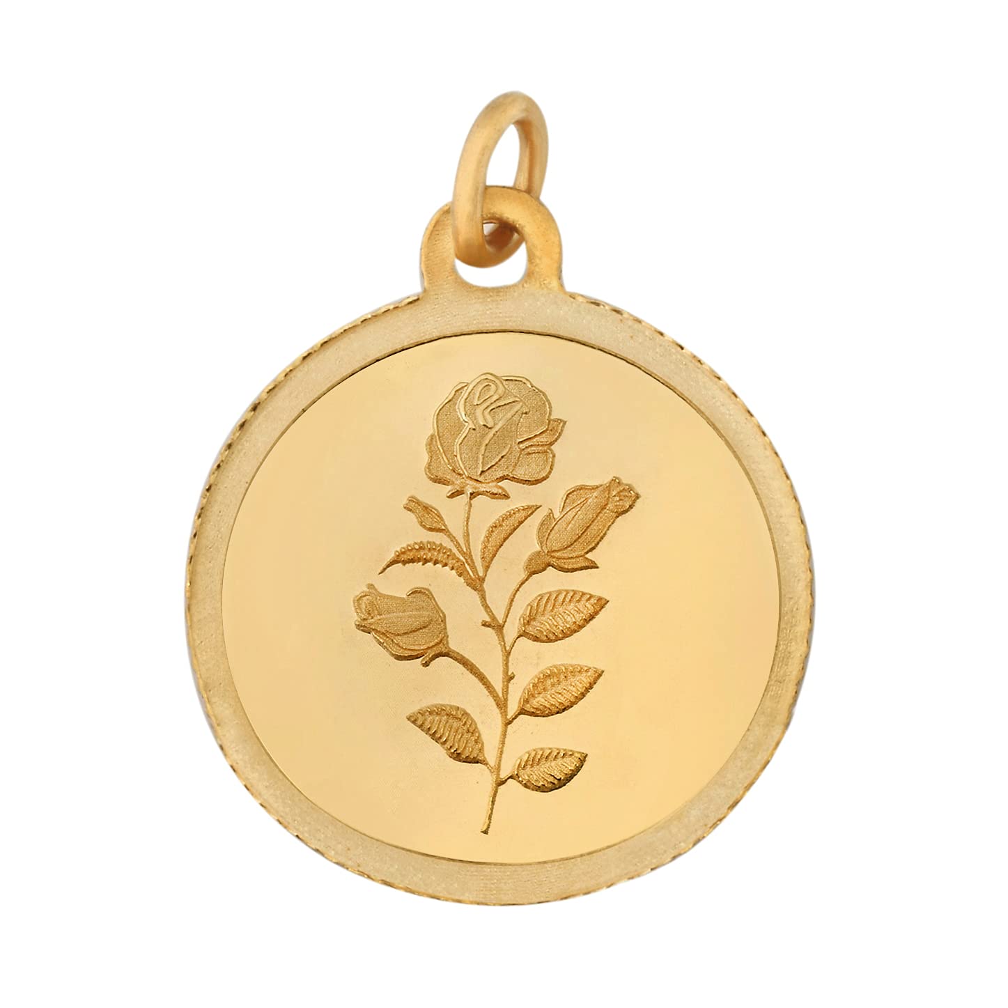 24k (999) Purity 5.20gm Yellow Gold Round Rose Pendant (without hook)