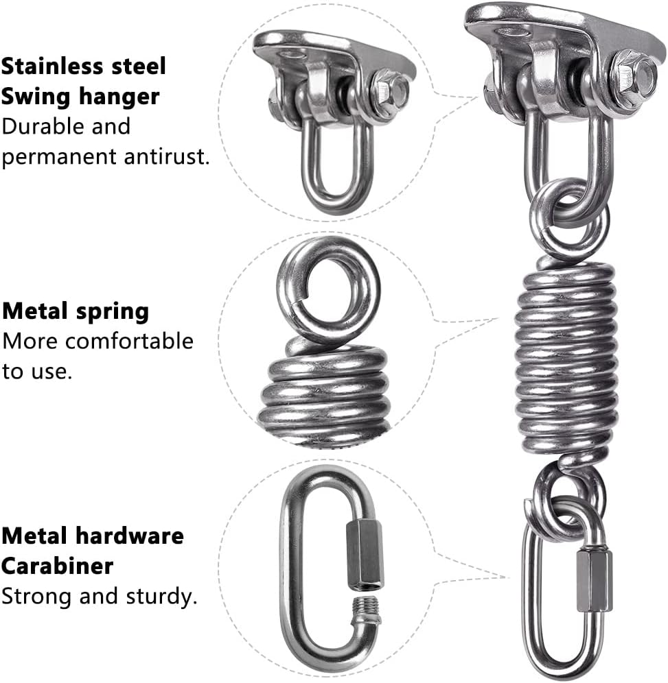 IOH Hammock Chair Hardware Hanging Kit Heavy Duty Swing Hangers Stainless Steel Permanet Antirust, Indoor Outdoor Playground Swing Set, Punching Bag, 400 LBS