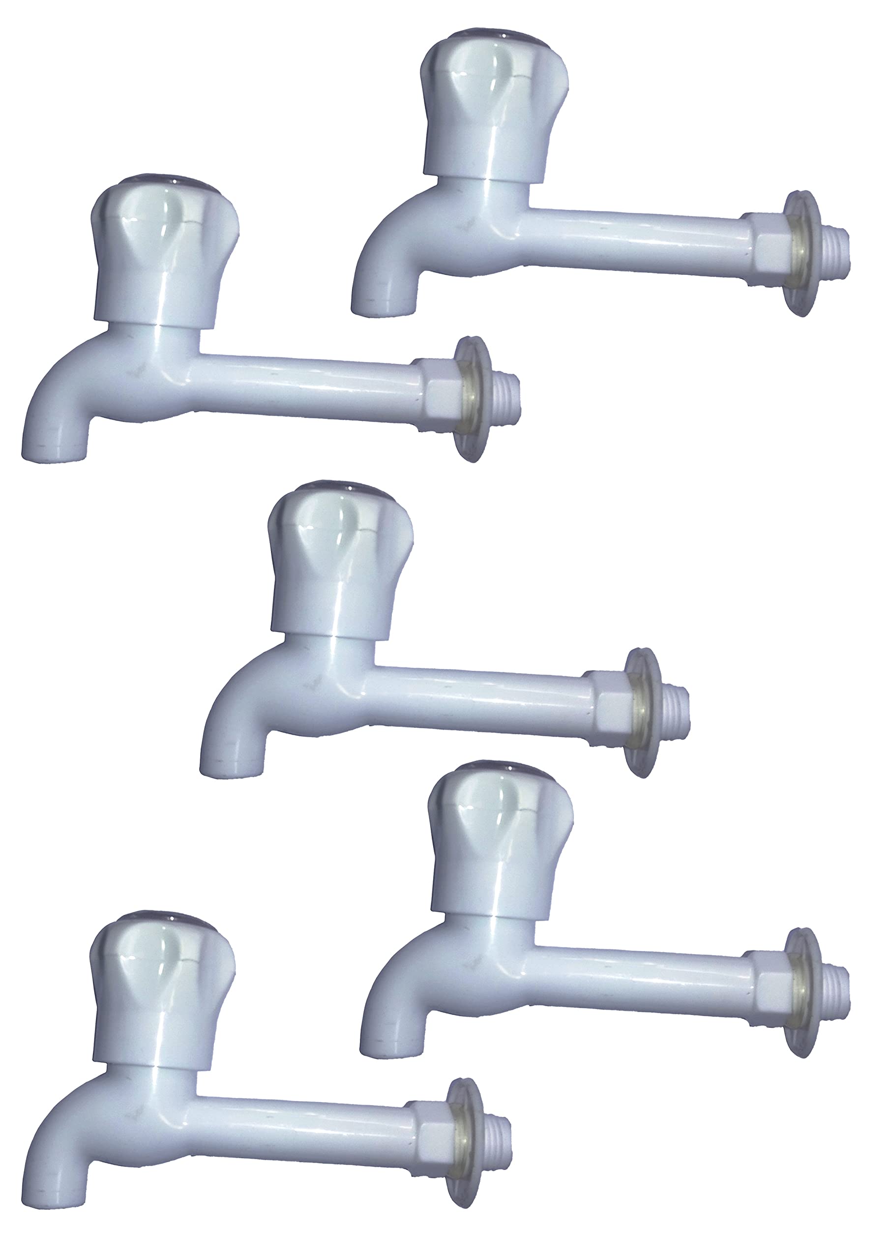 DEHRAN 15MM Long Body Bib Cock Set of 5 Modern, Stylish, and Rust-Resistant Taps for Indoor and Outdoor Use
