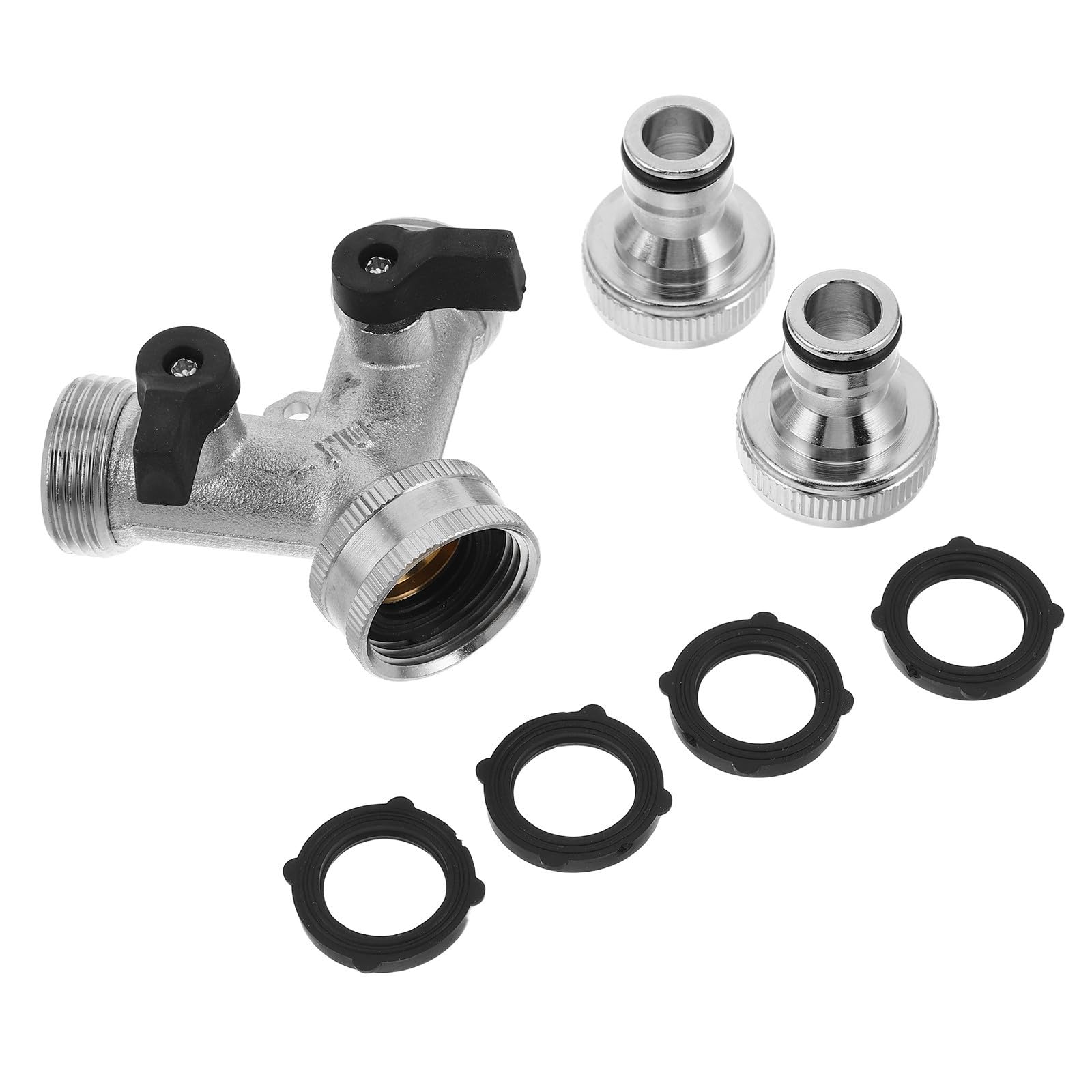 Répartiteur de tuyau jardin métal double sortie Y connexion facile avec valve sphérique