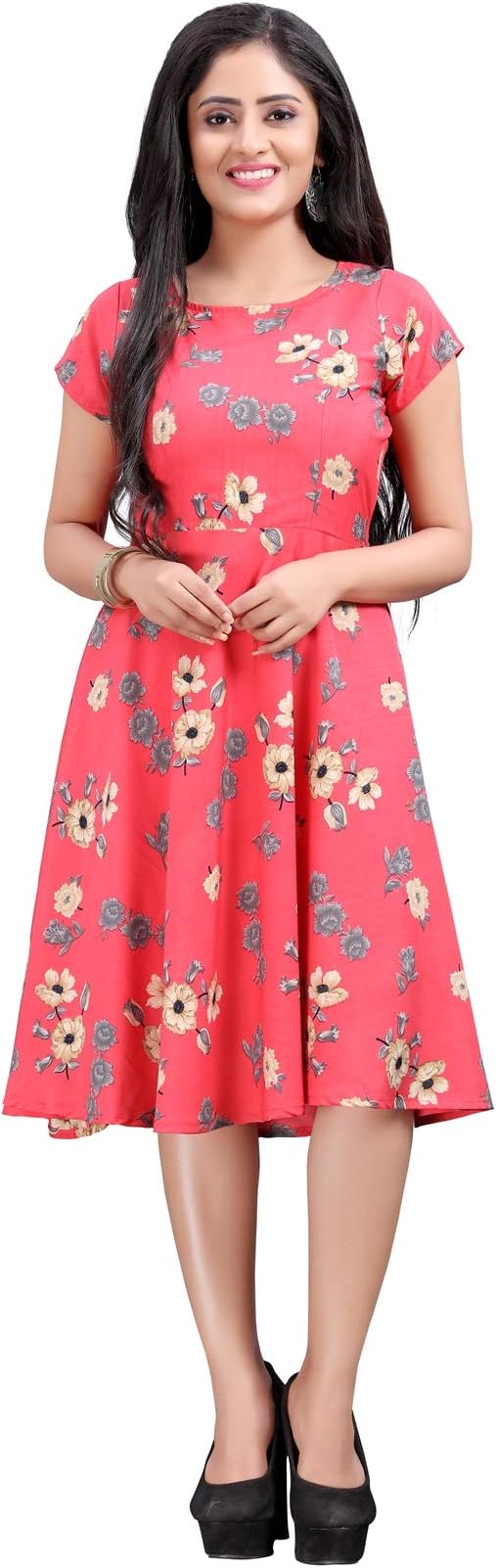 DSK StudioWomen's A-line Dresses for Women Skater Dress(Pink)_Frk188