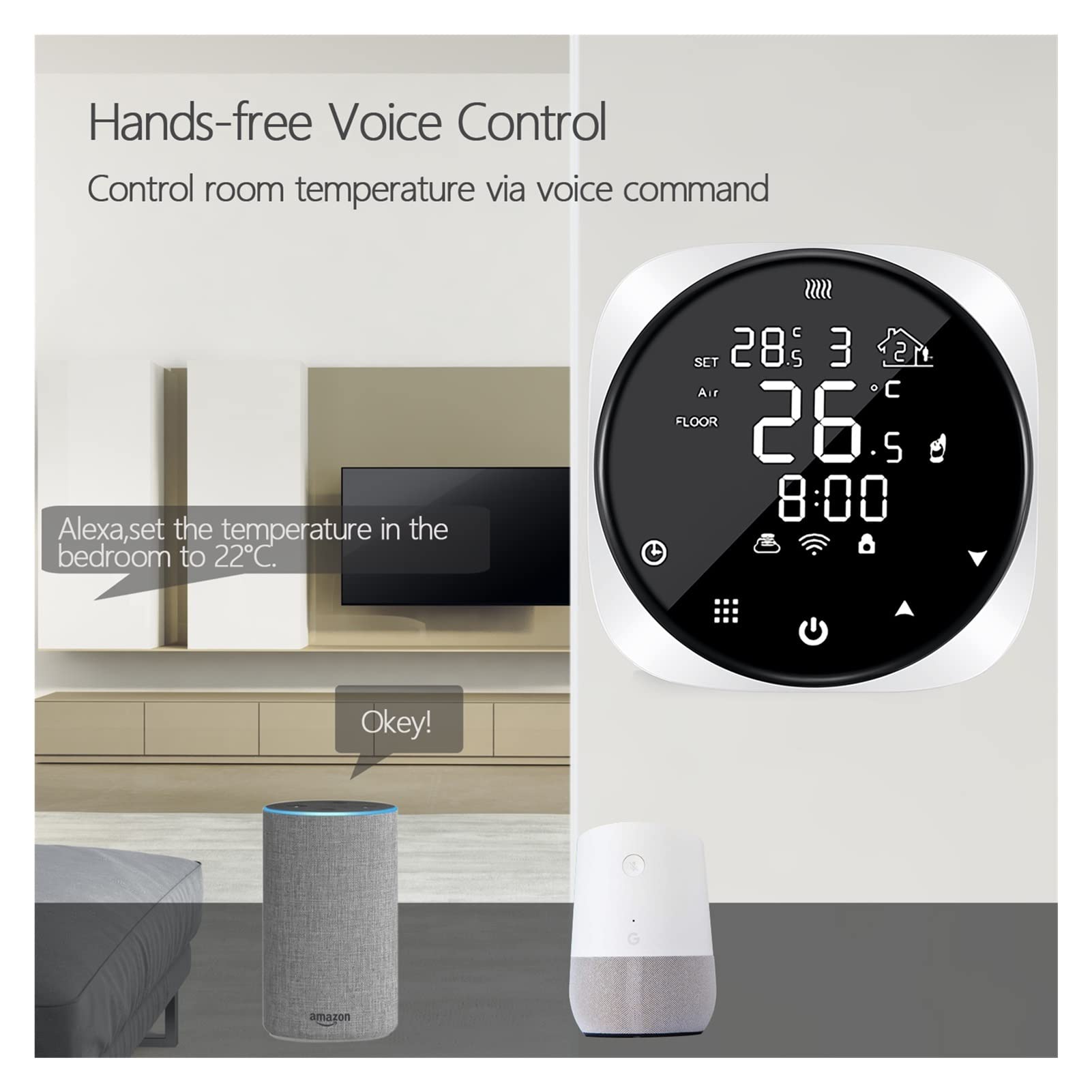 Czujnik termometru, WIFI Smart Termostat do wody/elektrycznej Ogrzewanie podłogowe Kocioł wodny Temperatura Pilot zdalnego sterowania(Electric Floor 16A)