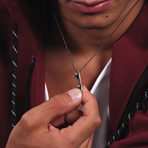 Collier Pendentif Skateboard En Acier Inoxydable 304 Avec Le Mot Esprit Skate Bijoux Punk Hip Hop Pour Femmes Hommes Or