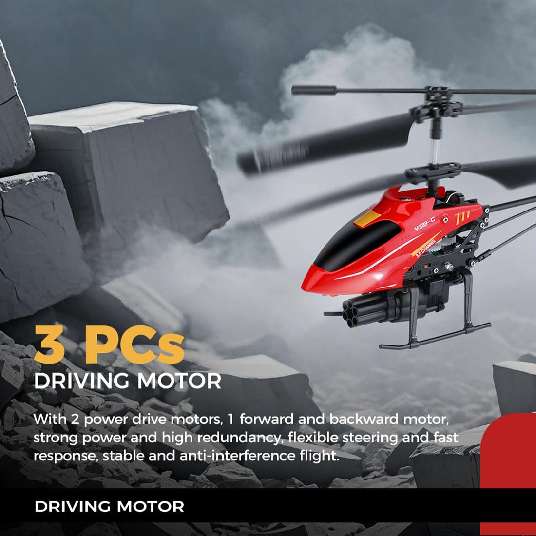 WL V398-C helikopter RC dla dorosłych, model samolotu 2,4 G 4CH z systemem rakietowym, utrzymaniem wysokości i światłami LED, 6-osiowy żyroskop do stabilnego latania wewnątrz i na zewnątrz