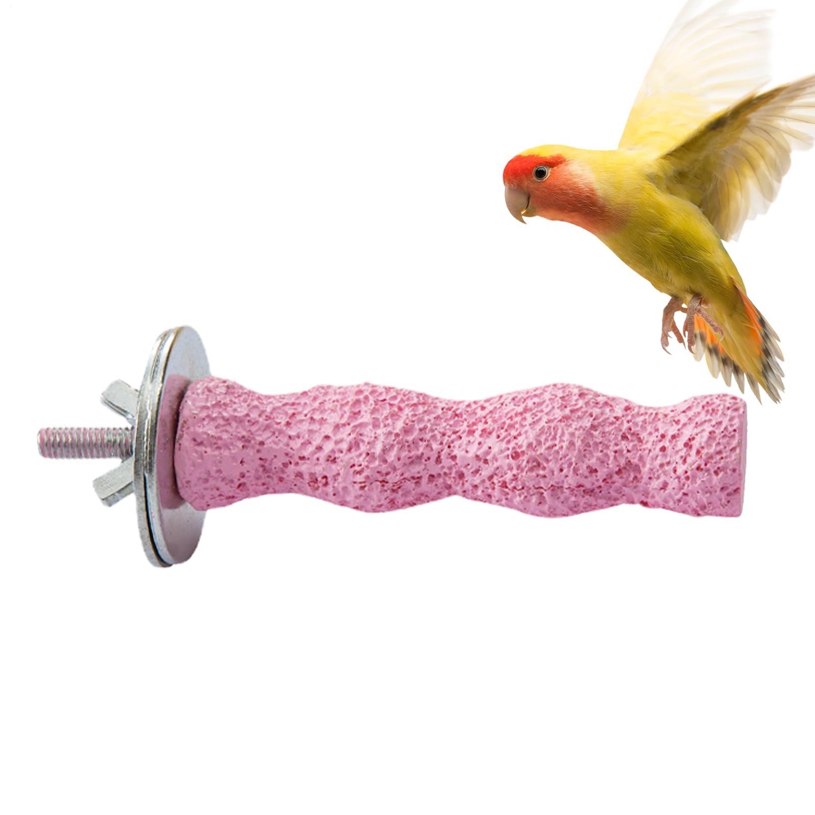 Bird Perch Stand - Calcium Teeth Grinder, Resin Natural Molar Stone | 3.54*0.91 Inches Beak Claw Cleaner, Safe Chew Toy Attachment, Multi-Species Cage Accessory Parrots, Budgies, Hamsters, Small Pets