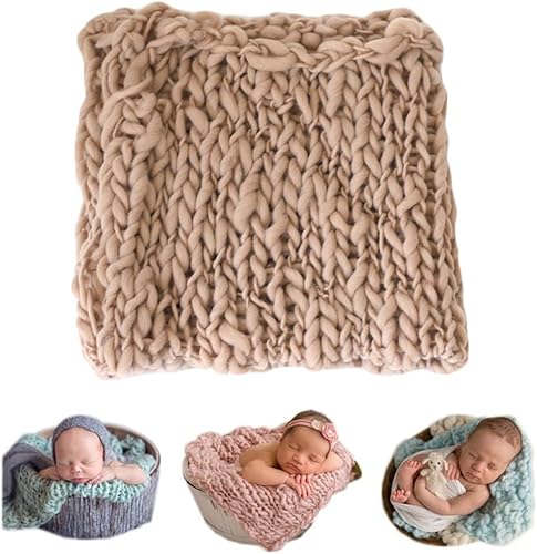 Miniatura 24 de Coberllus Accesorios de Fotografía para Bebé Recién Nacido Manta Tejida a Mano Envoltura Trenzada Ayuda para Posado Fondos para Sesión de Fotografía