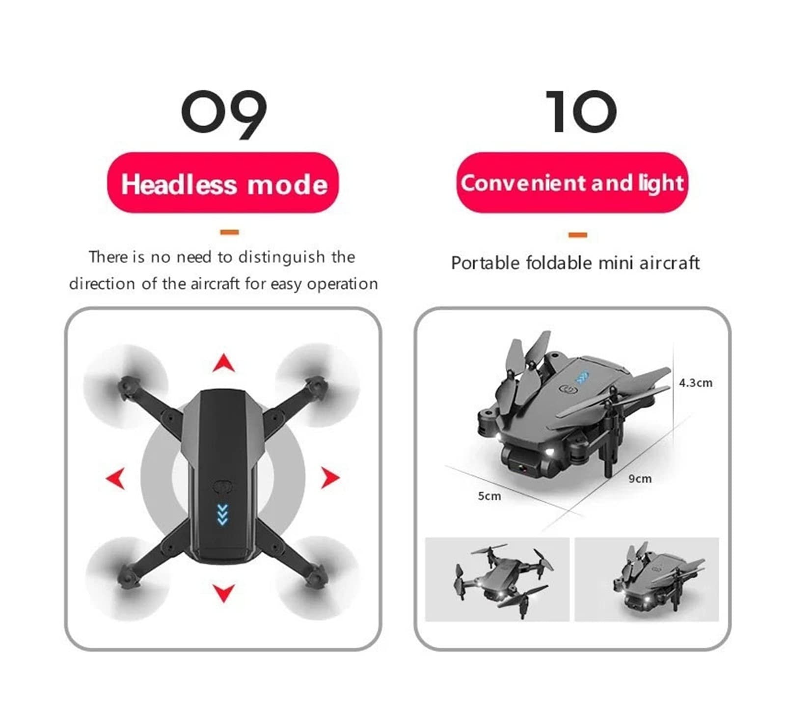 Składany dron Quadcopter Mini RC Drone 4K Podwójna kamera 1080P WiFi Fotografia lotnicza Helikopter Składany quadcopter Drone Zabawka (Kolor : Brak kamery Rozmiar: 1) (4K HD 1)