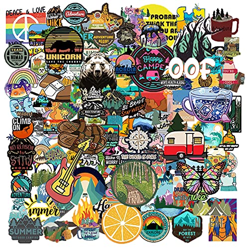 200 pcs Outdoor Adventure Stickers for Water Bottles, Waterproof Aesthetic Stickers Vinyl Stickers Decals for Laptop Luggage Bike Car Guitar Motorcycle Skateboard