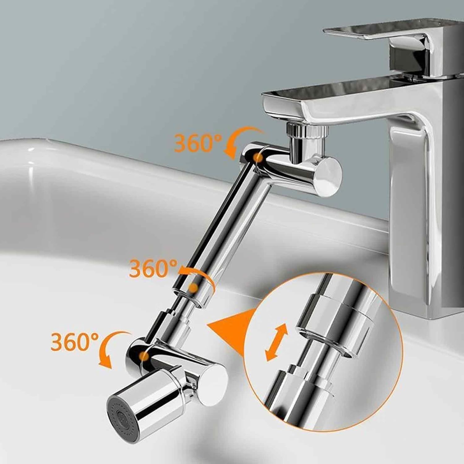 1440° Rotating Faucet Extender for Bathroom, Large-Angle Rotating Robotic Arm Water Nozzle Faucet Adaptor,Rotatable Multifunctional Extension Faucet Splash Filter Kitchen Tap Extend