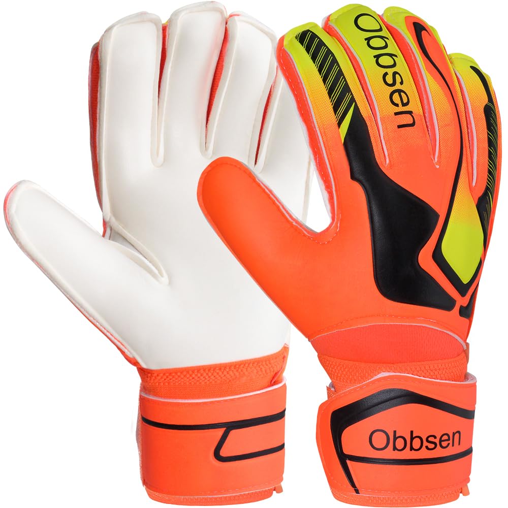 Soccer Goalie Gloves with Finger Spines, Soccer Goalkeeper Gloves for Kids, Youth&Adult , Strong Grip Anti-Slip Latex Palm Breathable Goalkeeping