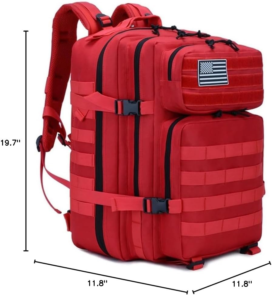 45L Military Tactical Backpack for Men & Women Bug Out Bag Assault pack Molle Daypack Hiking Trekking Rucksack(Red) - Image 9