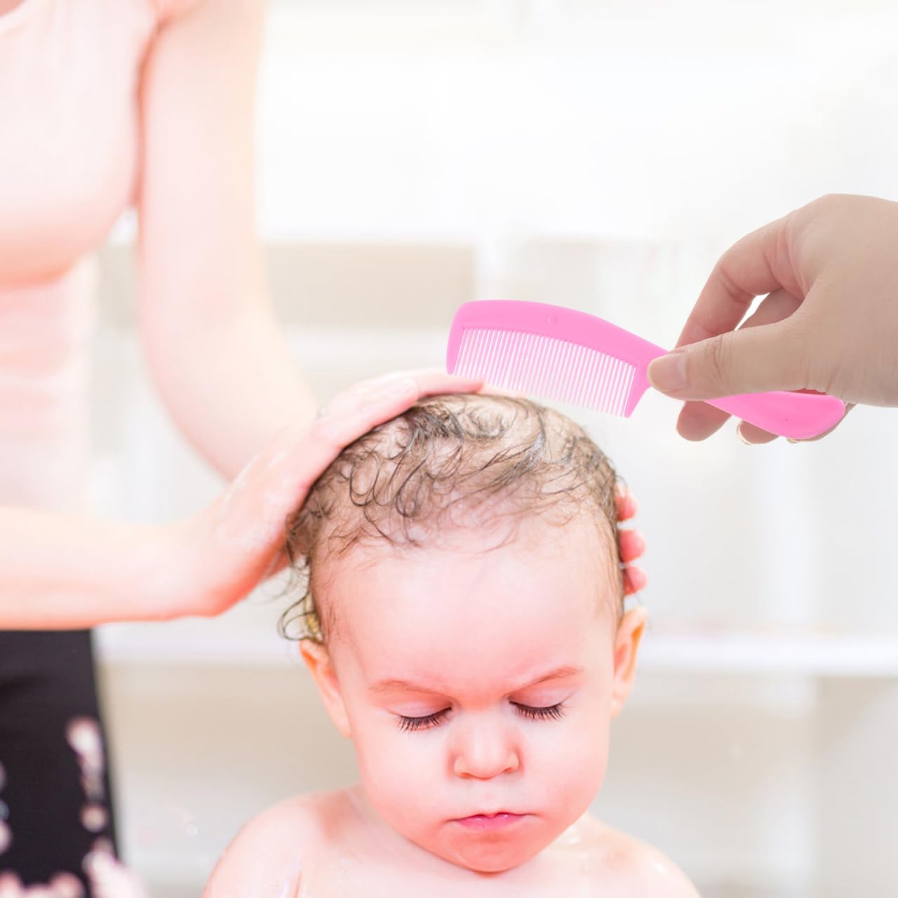 HAPINARY Brush and Comb Set Soft Massage Comb for Boy Girl Anti-Static Material Promotes Blood Circulation Pink Color Design