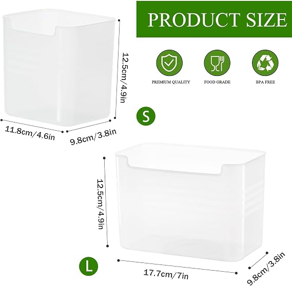 3 Paket Buzdolabı Organizatör Kutusu, Plastik Buzdolabı Yan Kapı Saklama Kapları, Buzdolabı için Yerden Tasarruflu Düzenleyici Kutuları, Meyve ve Sebze için Buzdolabı Çekmeceleri (Büyük)