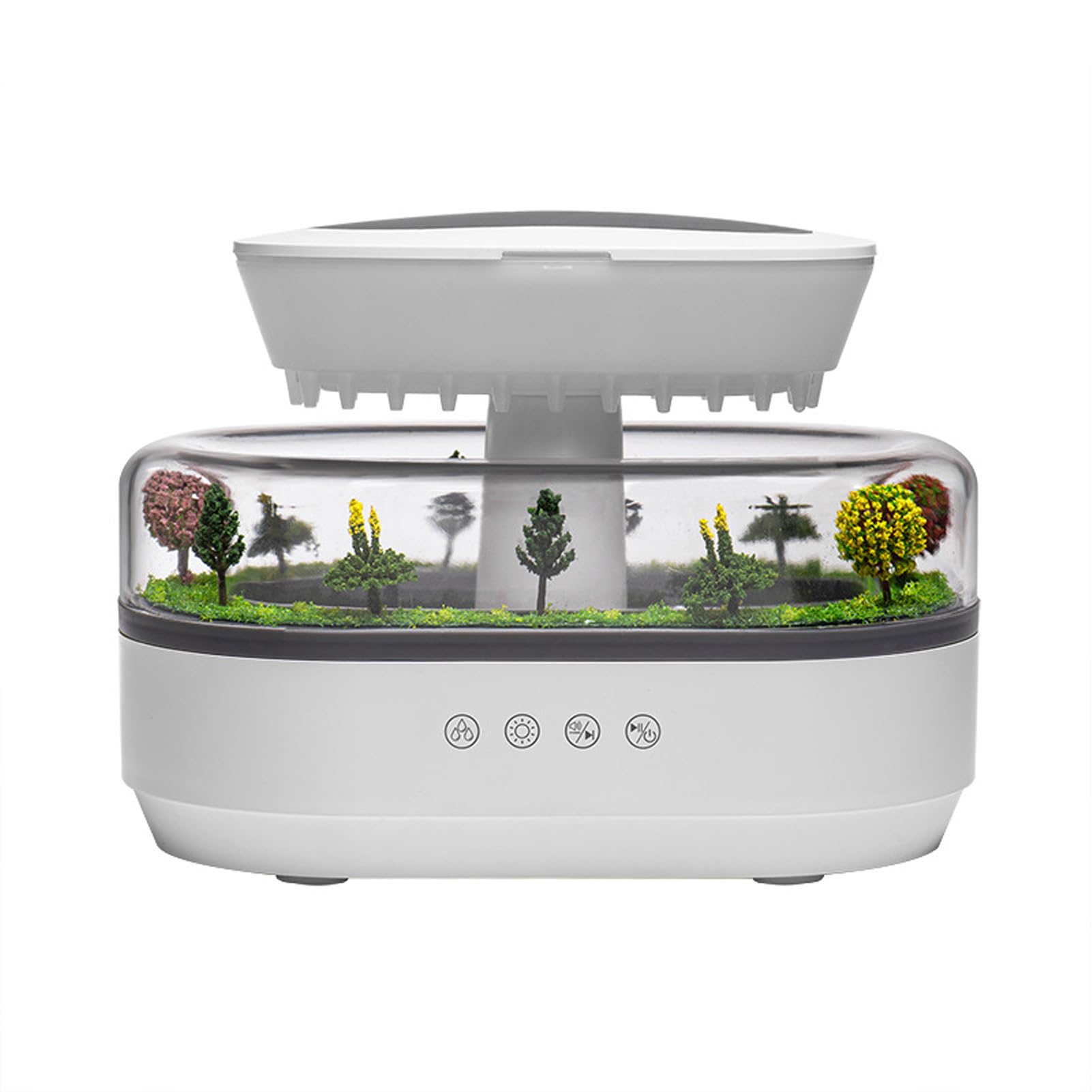 Decdeal Umidificatore a Goccia di Pioggia, Rumore Bianco, Illuminazione a LED 7 Colori, Musica Goccia per Aromaterapia con Nebbia Fredda e Diffusore Ad Ultrasuoni per Camera d (Stecker UE)