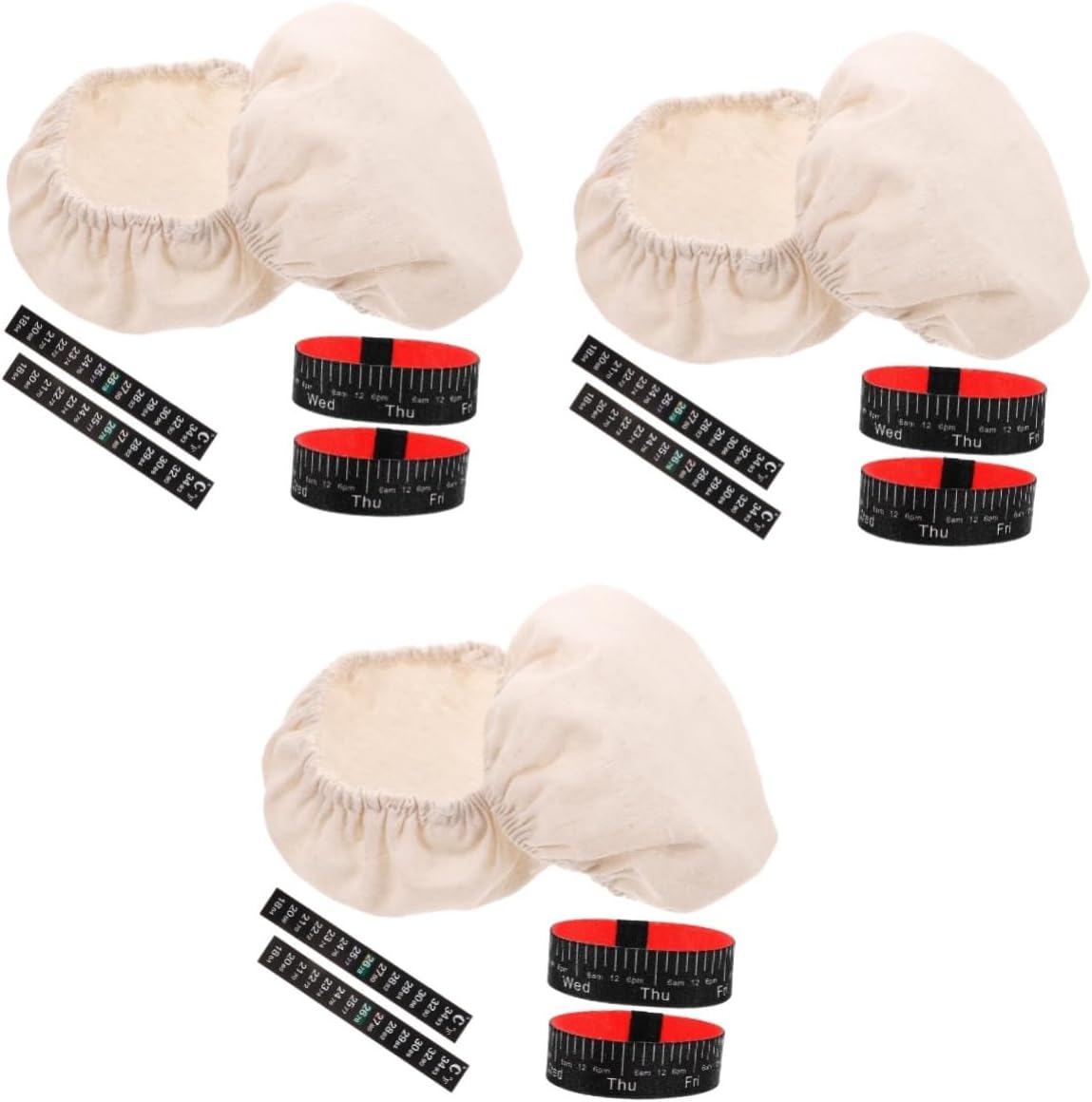 3sets Sourdough Starter Jar Kit Accessories Cloth Cover Thermometer Strip Date Band for Fermentation Jar
