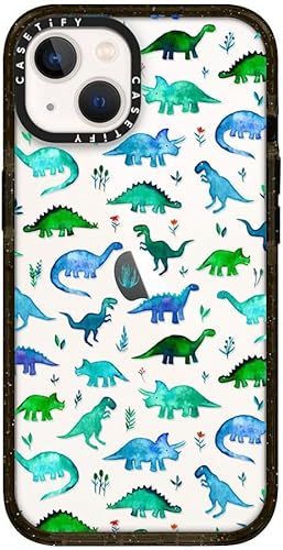 Miniatura 2 de CASETiFY Impact - Funda para iPhone 13 protección contra caídas de 6.6 pies  Dinos de acuarela diminutos sobre transparente  negro transparente