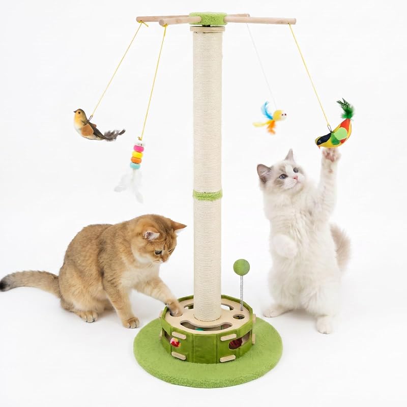 Arranhador alto para gatos com brinquedos interativos e caixa de atividades Catails 40 peças