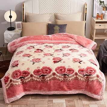 Thick Winter Fleece Blanket 59x79inch Twin Size Korean Mink Blanket for Bed, Home,Cozy Breathable 2 Ply Reversible Raschel Bed Blankets for Autumn, Winter