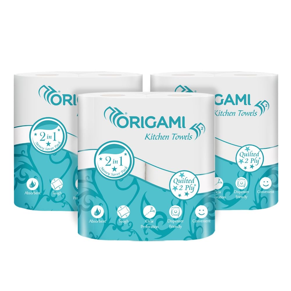 Origami 2 Ply Kitchen Tissue Paper Roll - Pack of 6 (60 Pulls Per Roll, 360 Sheets) (B0936NLJDC) Amazon Price History, Amazon Price Tracker