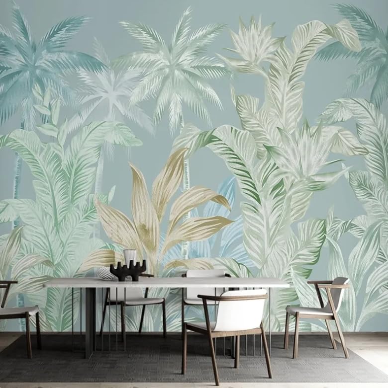 Papier peint moderne feuilles vertes effet 3D relief mural - 3