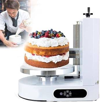 Birthday Cake Smoothing Coating Machine, 4-12 Inch Automatic Birthday Cake Icing Machine Coating Daub Decorating Round Cake Cream,White