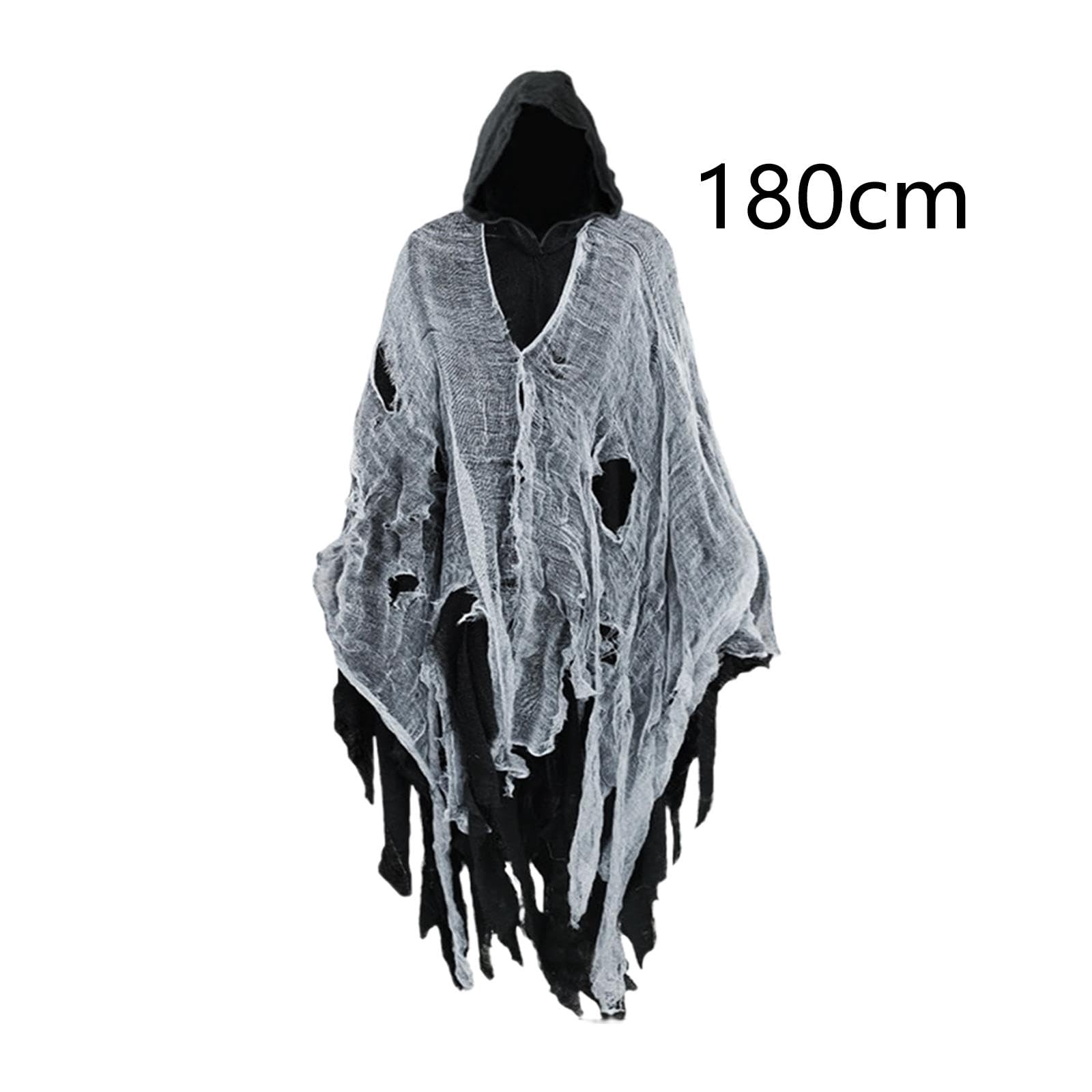 con Cappuccio per Halloween, Mantello con Cappuccio per Cosplay, Travestimenti, Costumi, Spettrali per Feste, Spettacoli, Nero