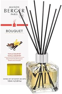 Maison Berger - Bouquet Parfumé Vanille Gourmet - Diffuseur Parfum Maison + 8 Bâtonnets - Diffusion Longue Durée, Douce et Continue - 125ml