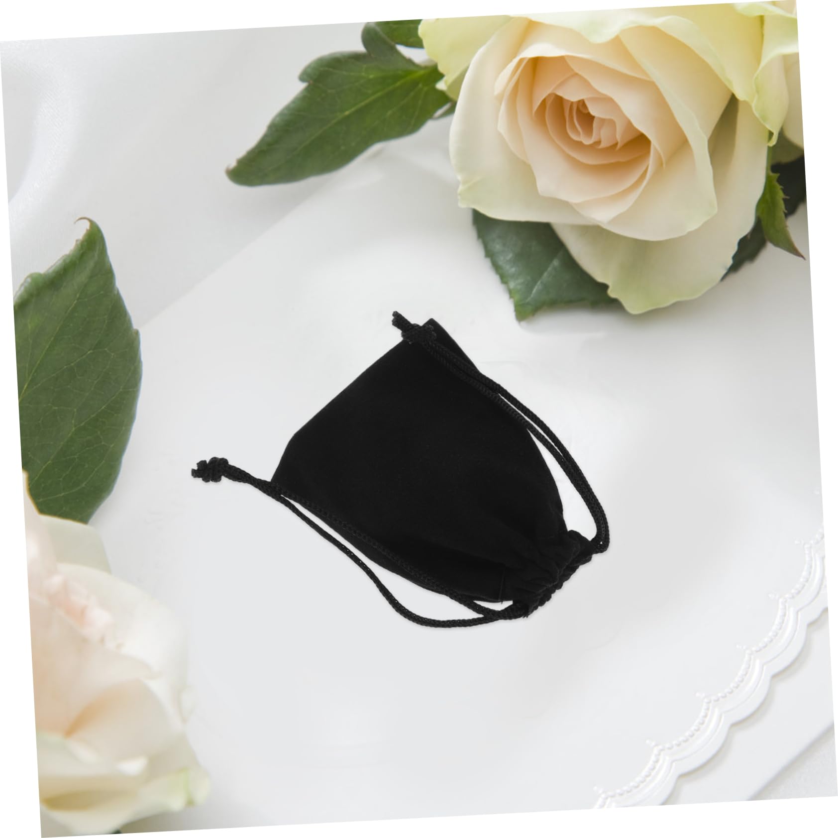 OSOLADY 50pcs Velvet Drawstring Pouches Black Storage Bags for Jewelry Eyewear and Essentials Cloth Bags with Drawstrings for Organizing Pens and Items