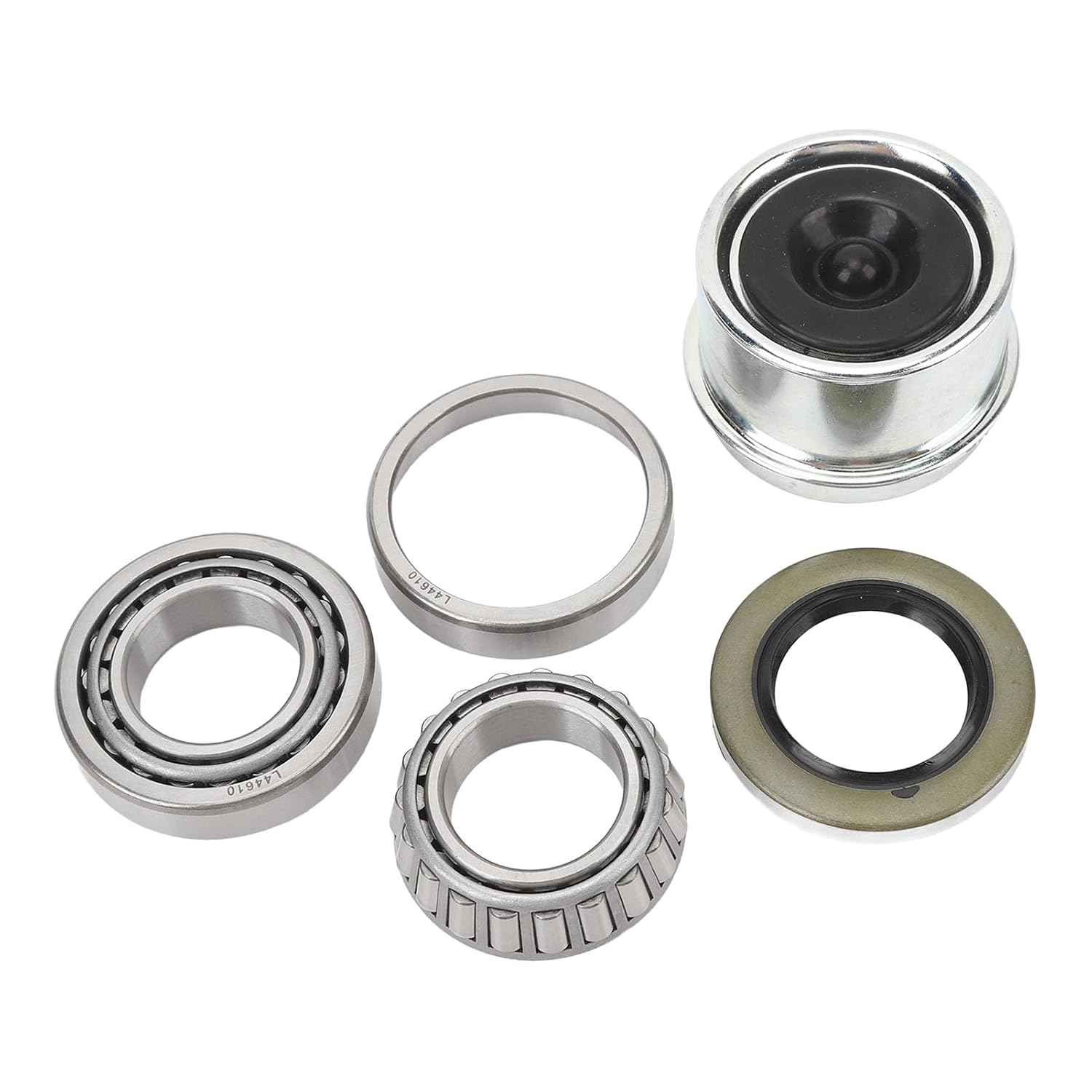 2 Set Trailer Wheel Hub Bearings Kit, Boat Trailer Axle Bearings Kit, Includes 4PCS L44643 Bearings and 4PCS L44610 Races, with Grease Seals 12192TB and Dust Caps, for 1 Inch 2000