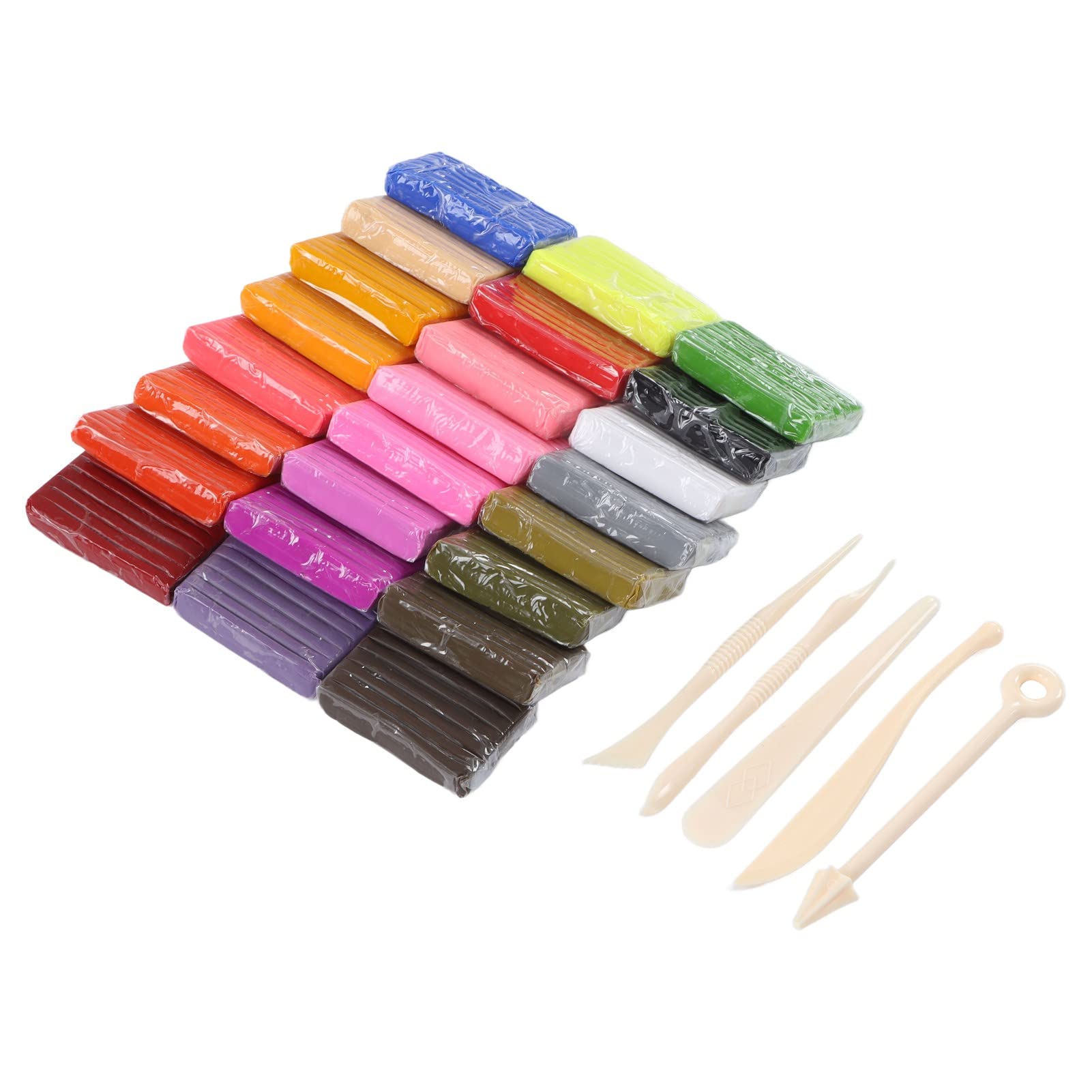 Cryfokt Polymer-Ton-Set, 24 Farben, Niedriger Temperatur, Weicher, Ungiftiger Ton für ab 3 Jahren, Zum Selbermachen, Handgefertigtes Bildhauen, Modellieren, mit Aufbewahrungsbox und Werkzeugen