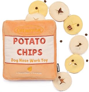 CHEWFFON Dog Toy, Dog Puzzle Toy, Snuffle Treat Dispensing Toys for Boredom, Interactive Dog Toys, Durable Hide and Seek Chew Nose Work Puppy Toy for Small, Medium and Large Dog (Potato Chips)