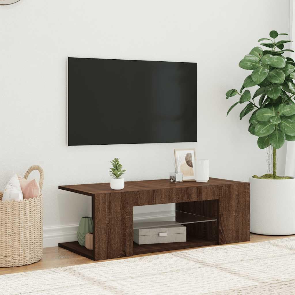 Meuble TV chêne marron 90x39x30 cm pour créer un salon cinéma cosy