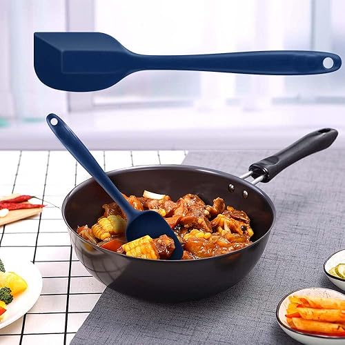 Miniatura 6 de Juego de 2 espátulas de silicona, 10 pulgadas de alto, resistentes al calor, antiadherentes, para hornear, cocinar y mezclar, aptas para