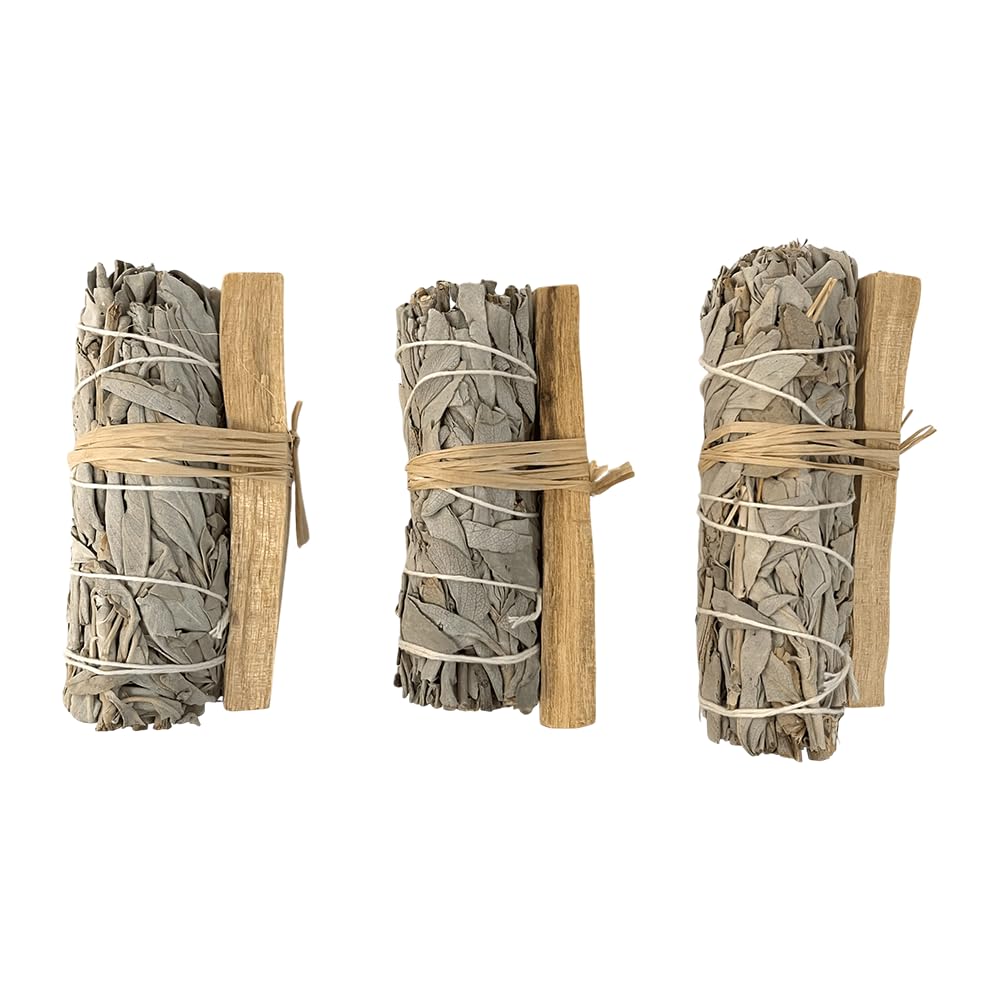 Smudge Stick, White Sage and Palo Santo 4", Pack of 3
