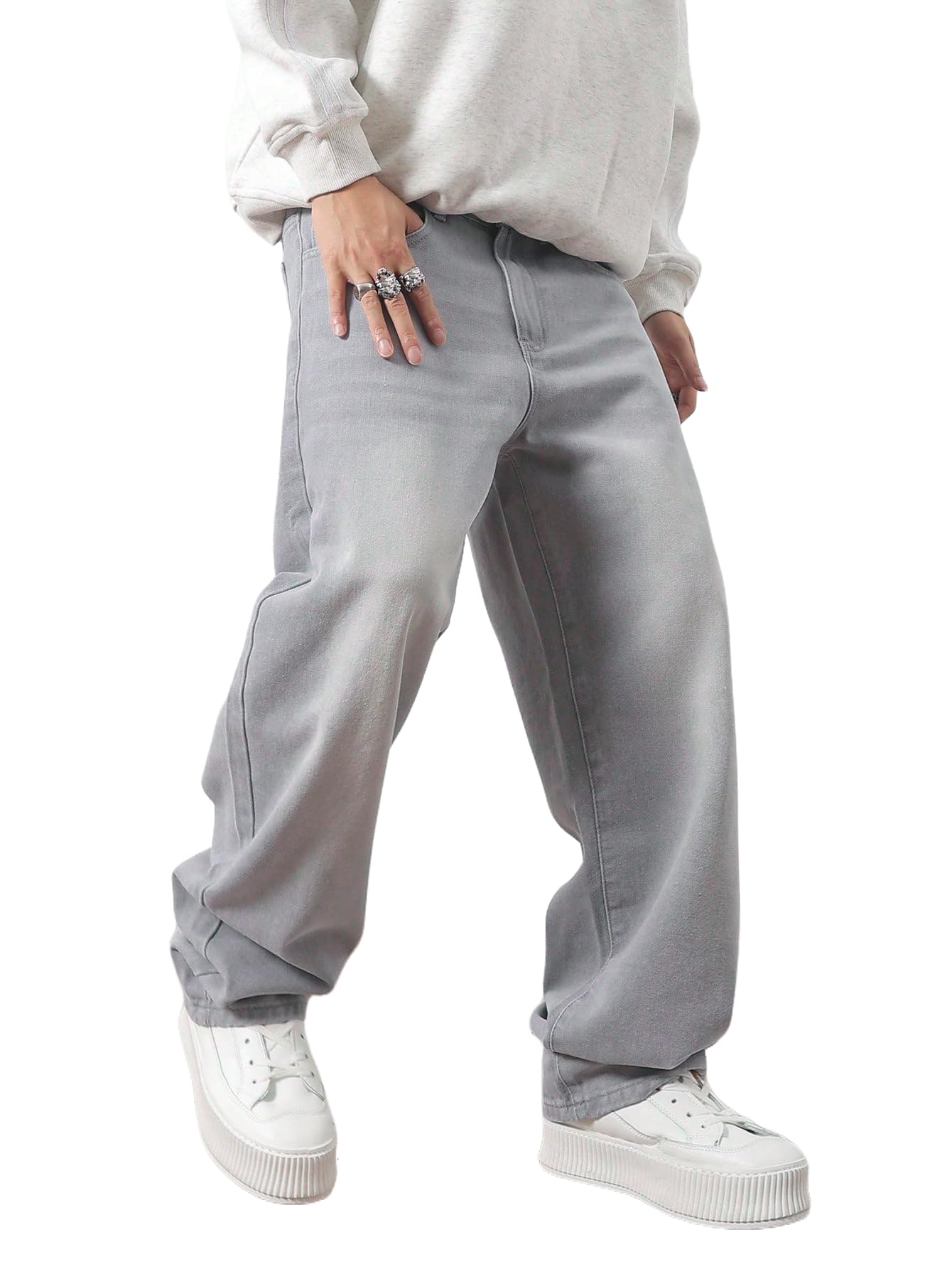 urban pockets Jeans for Men | Denim Jeans | Relaxed Fit | Baggy Style | Wide Leg | Streetwear | Casual Wear | Everyday Comfort (U-18-19)-picture-17