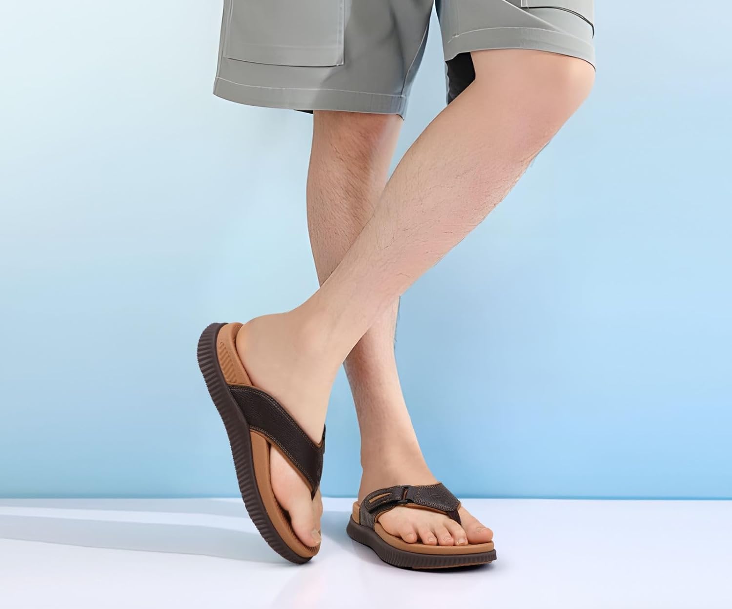 KuaiLu Mens Orthotic Flip Flops Men's Recovery Walking Sandals Adjustable Thick Athletic Cushion Sport Slides for Man, Water Resistant & Lightweight, Soft Comfort Fit & Arch Support - Image 3