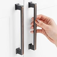 Vista 32 de Paquete de 10 tiradores para gabinete con agujero central de 3-3/4 pulgadas (96mm), tiradores de gabinete negro mate, manijas de cocina negras