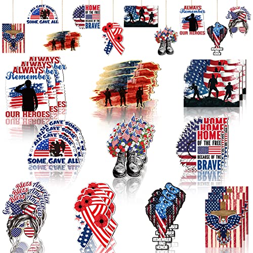 30 Pieces Memorial Day 4Th Of July Decorations Wooden Vintage Ornaments For Tree American Flag Patriotic Party Hanging Ornaments Red White Blue Retro Decorations For Tree Independence Day Decor #TOP5