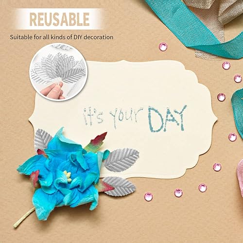 Miniatura 5 de 200 hojas de rosas artificiales de seda, falsas hojas individuales con alambre para manualidades, arreglos florales, hogar, cocina, boda, decoración