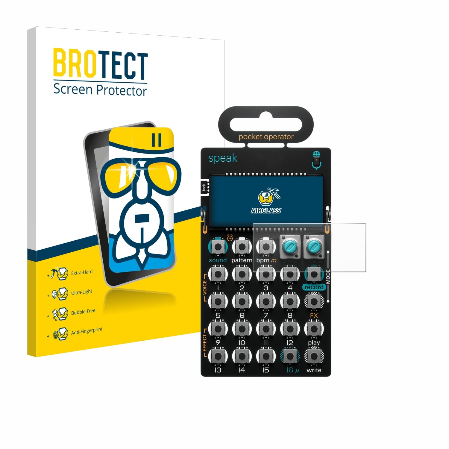 brotect Glass Screen Protector Film Compatible with Teenage Engineering PO-35 Speak - Glass-Foil 9H Protection [Scratch Resistant, High Clarity]
