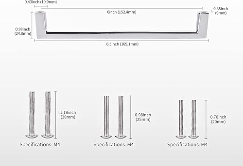 Miniatura 2 de Tiradores cromados de 6 pulgadas para gabinete, manijas cromadas, pomos de gabinete, pomos de cajón para armarios y cajones, paquete de 6 unidades