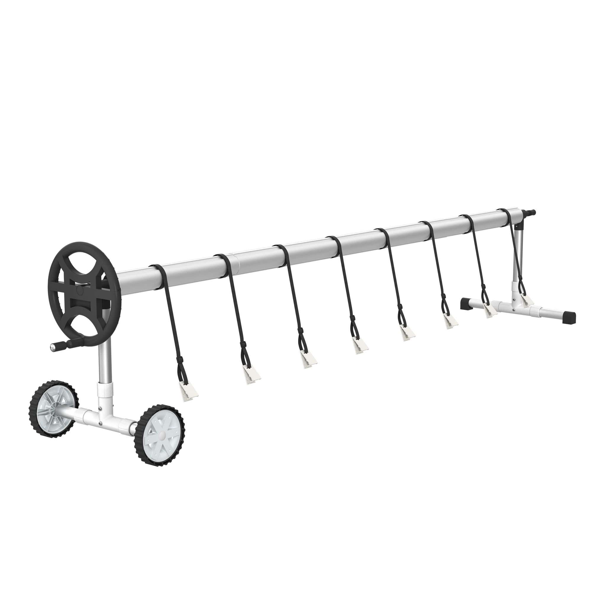FIVMEN Pool Aufroller Poolabdeckung 3-5,7m Aufrollvorrichtung Mobiles für Plane, Premium Aufrollsystem inkl. Bänder und Rolle Einstellbar Poolaufroller, Typ C