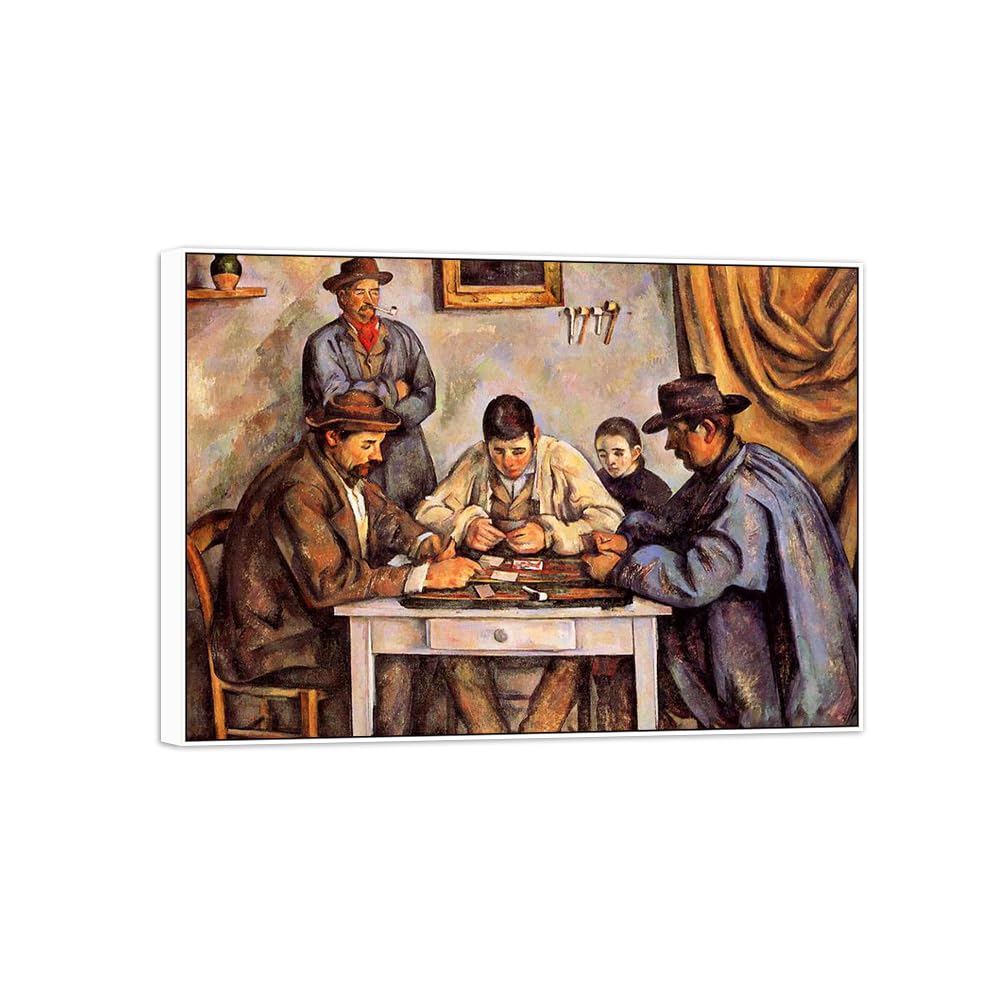 SDYSKKUG Canvas Wall Art Picture Decor Card Players by Paul Cezanne 70x50cm White Frame