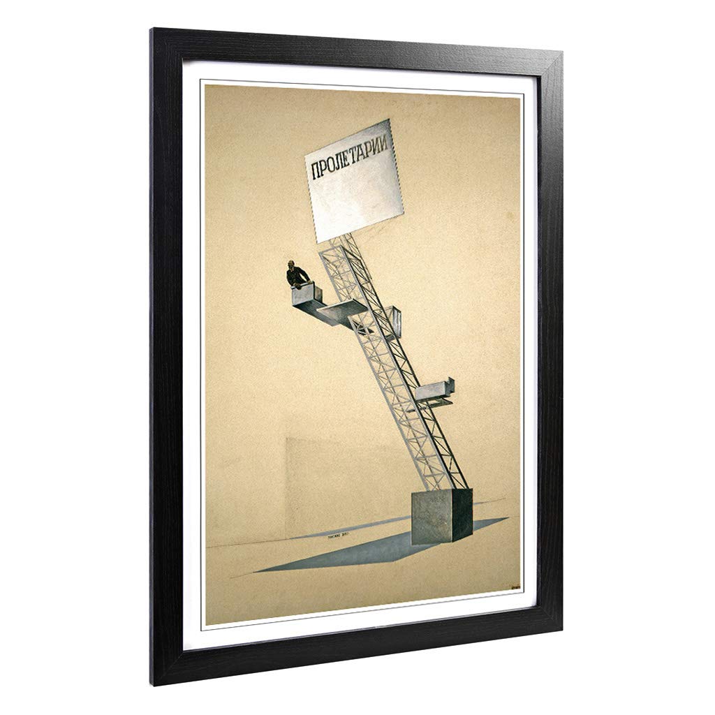 Big Box Art Framed Print of El Lissitzky Lenin Tribune Sketch Design | Wall Art Picture | Home Decor for Kitchen, Living Room, Bedroom, Hallway, Black, A2 / 24.5x18 Inch / 62x45cm