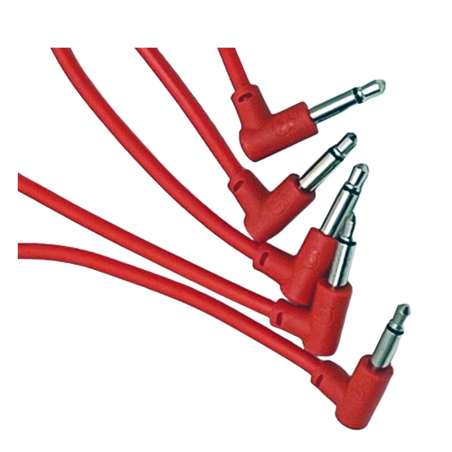 Câble patch Eurorack coudé Luigis M-PAR rouge 15cm mini jack synthé modulaire lot de 5 - 8