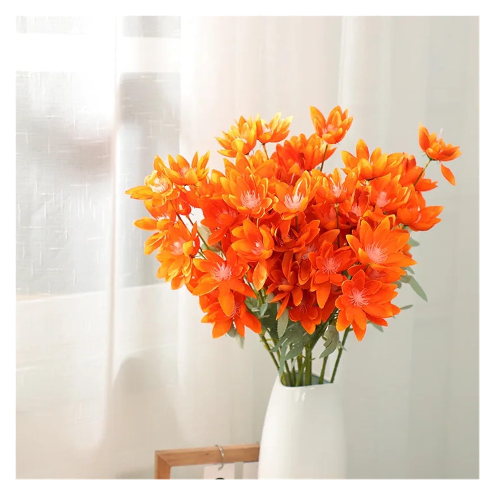 60 cm großer Seidenblumenstrauß in Blau, Orange, Rot, Champagner, Weiß, für Hochzeiten, Jubiläen, Heimdekoration (Rot, 10 Stück)