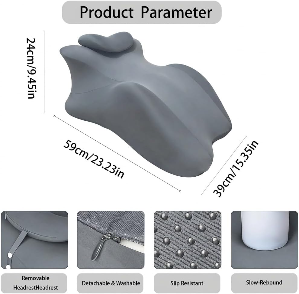 27° Support Wedge Pillow, Ergonomic Full-Body Support Pillow with Multi-Angle Support for Back, Hips and Legs, Suitable for Various Positions(Gray)